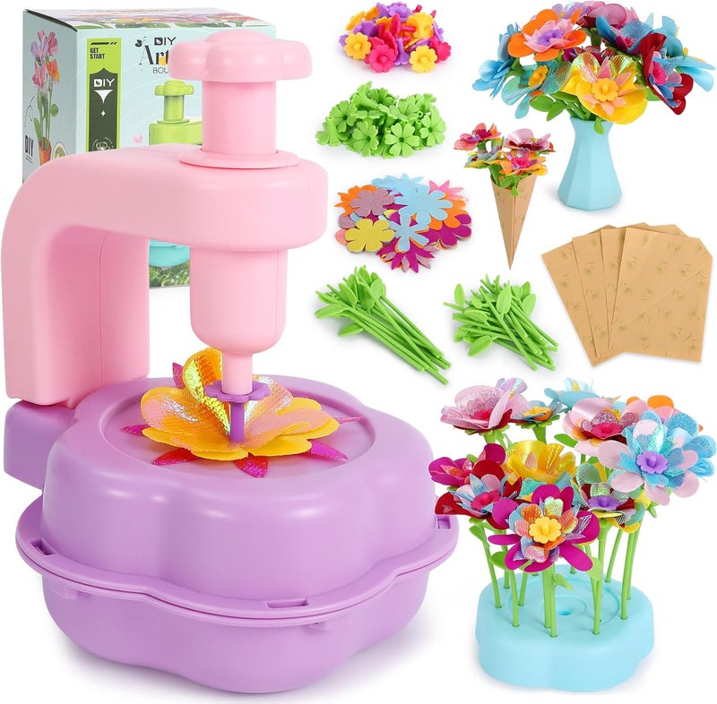 DAISRED Flower Craft Kits Toys Valentines Day Gifts for Kids, Arts and Crafts for Girls Ages 4-6-8, DIY Flower Making Kit for Kids, Art Craft Activity Toys, Birthday Gifts for 4 5 6 7 8 9 Year Old Girls Boys - Image 1